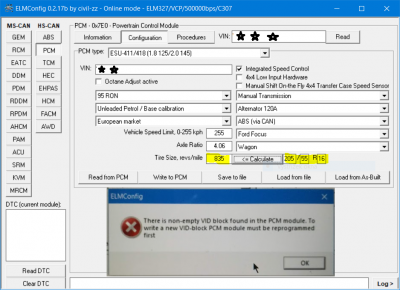 PCM_Config_write_VID-block_error.png (212.63 KiB) Zobrazeno 3986 x Dal jsem tu chybu a nastavení do jednoho obrázku ať to tady nezaplácávám