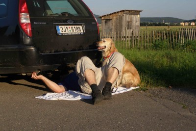 Boban opravuje, Alma hlídá.